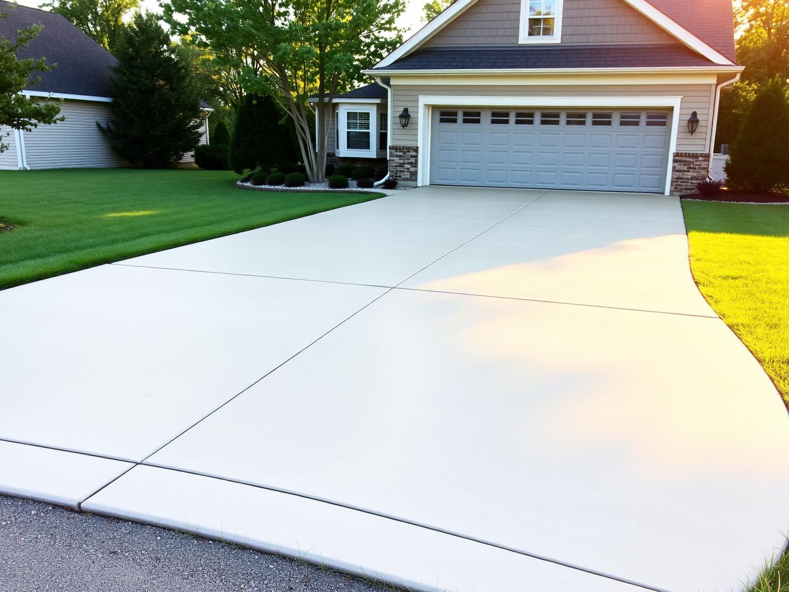 New concrete driveway at a residential property in Murfreesboro, Tennessee